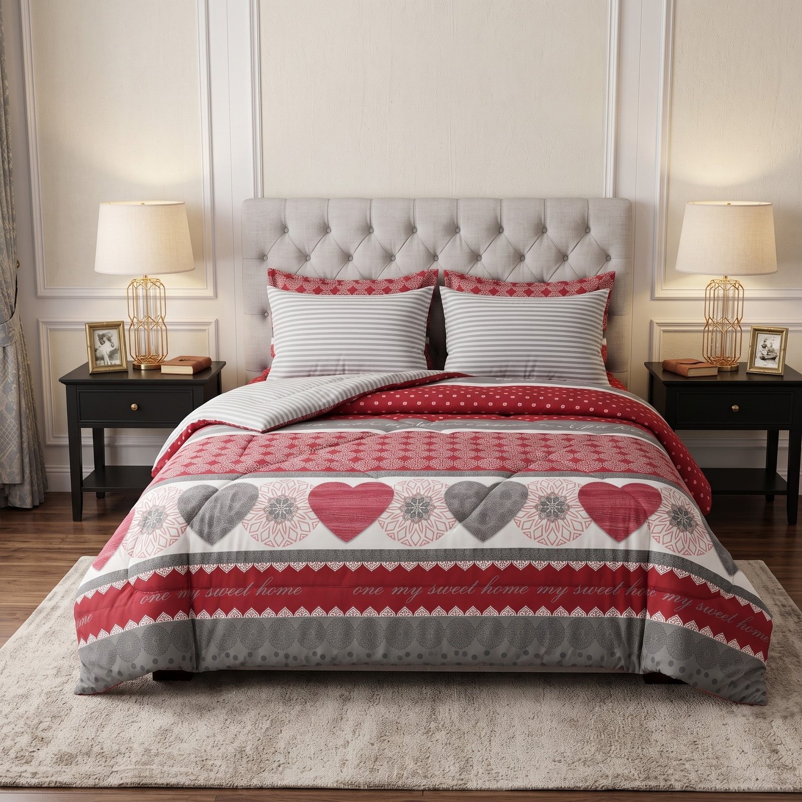 Razai set 27 Sweet Home Heart Patchwork 6PC Razayi Set - Image 1