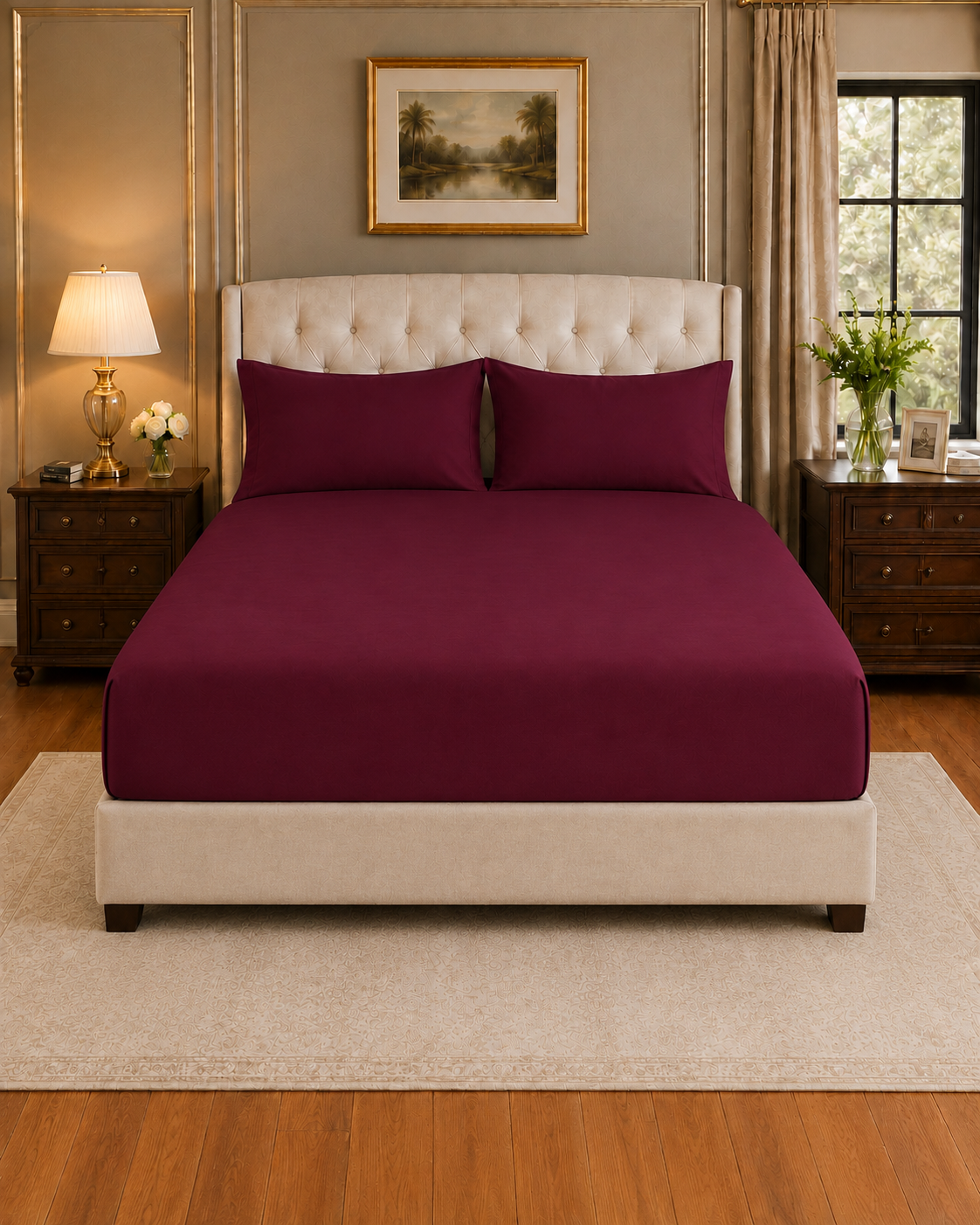 Sunara Matress 3 Waterproof Fitted Mattress Protector – Maroon - Image 1