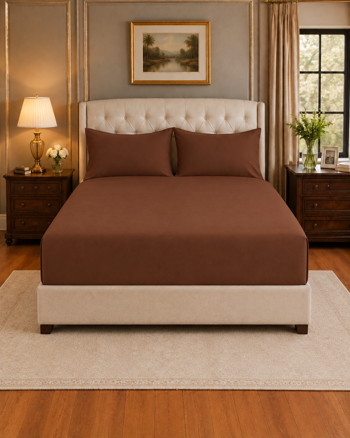 Sunara Matress 4 Waterproof Fitted Mattress Protector – Chocolate Brown - Image 1