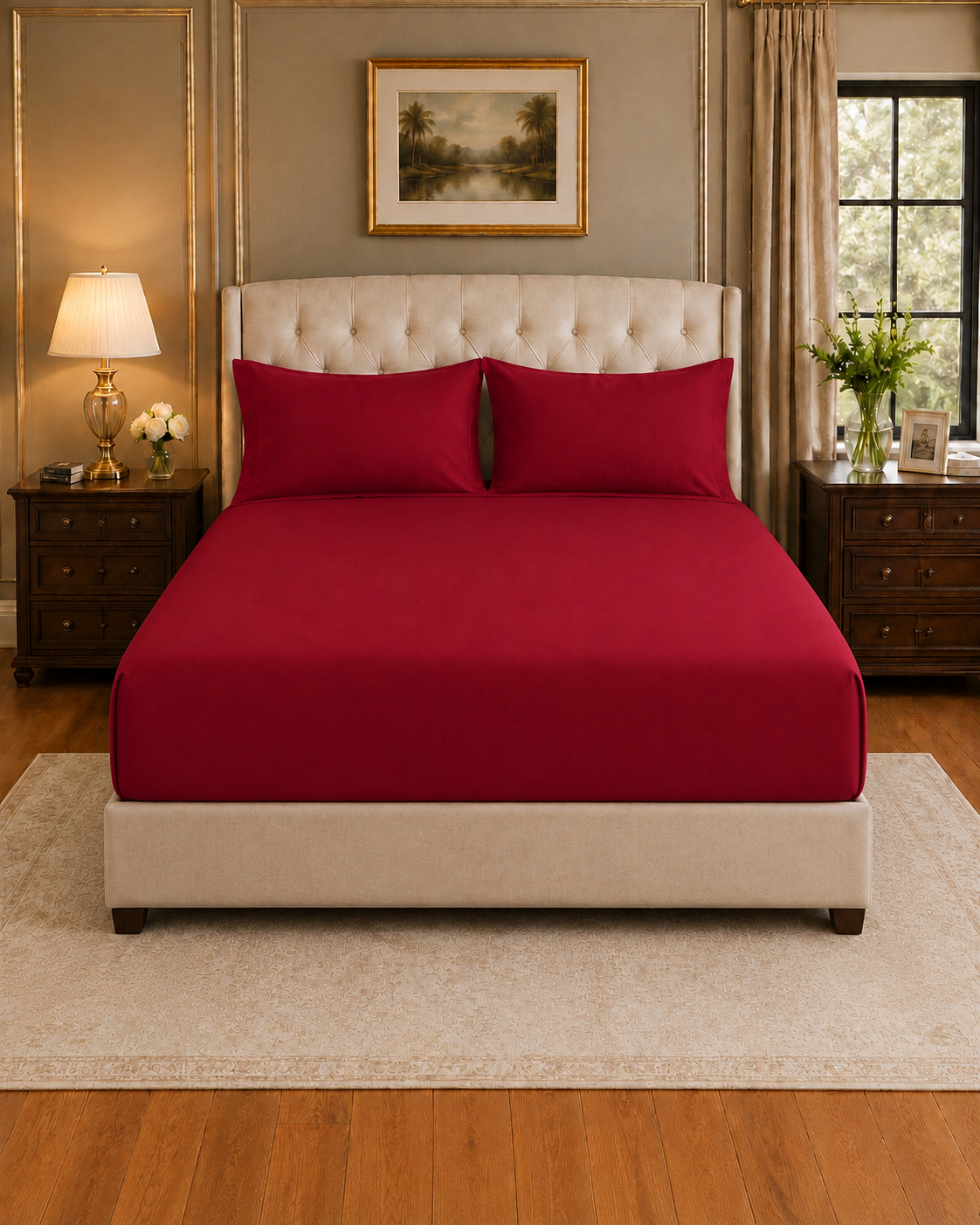 Sunara Matress 5 Waterproof Fitted Mattress Protector – Deep Red - Image 1