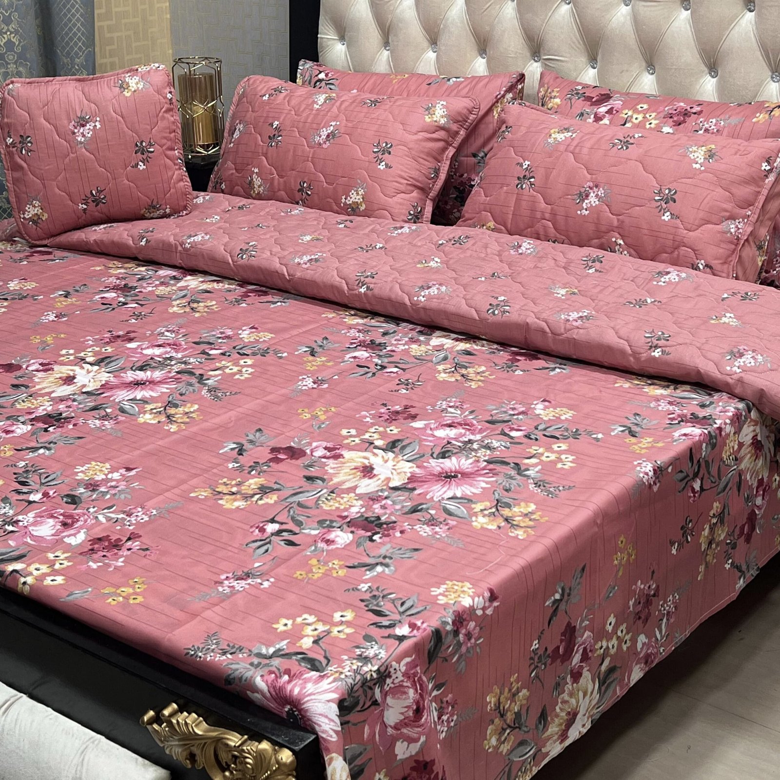 398dc552-8c55-462b-bf19-fe5d3ed46704 7Pc Printed Comforter Set – Dusty Rose Garden Floral - Image 1